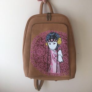 Cute Chinese faux leather graphic mini backpack